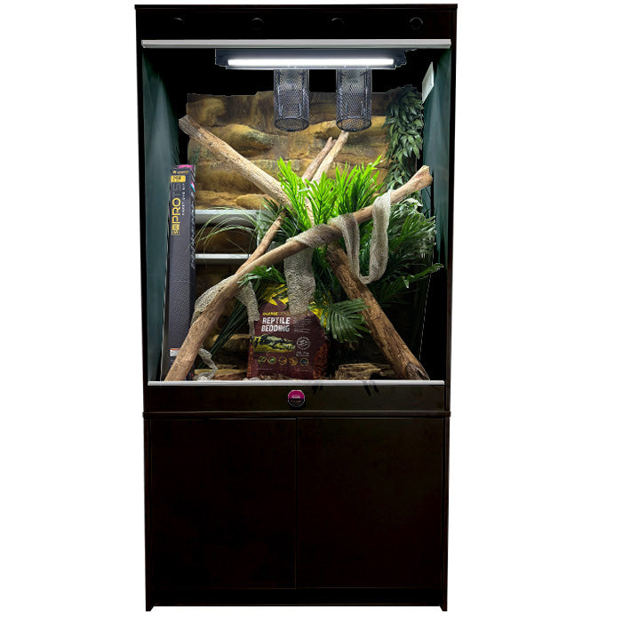 Reptile enclosure available at Sydney Reptiles, designed to provide a safe and comfortable habitat for various reptiles. Ideal for Bearded Dragons, Snakes, Bluetongue Lizards, and Monitor Lizards, this high-quality enclosure offers ample space, proper ventilation, and secure locking systems to meet the needs of your pet. Perfect for creating an environment that supports your reptiles' natural behavior and health