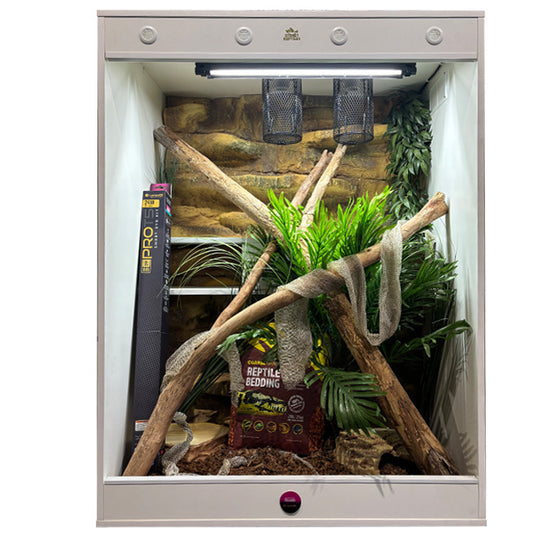 Reptile enclosure available at Sydney Reptiles, designed to provide a safe and comfortable habitat for various reptiles. Ideal for Bearded Dragons, Snakes, Bluetongue Lizards, and Monitor Lizards, this high-quality enclosure offers ample space, proper ventilation, and secure locking systems to meet the needs of your pet. Perfect for creating an environment that supports your reptiles' natural behaviour and health