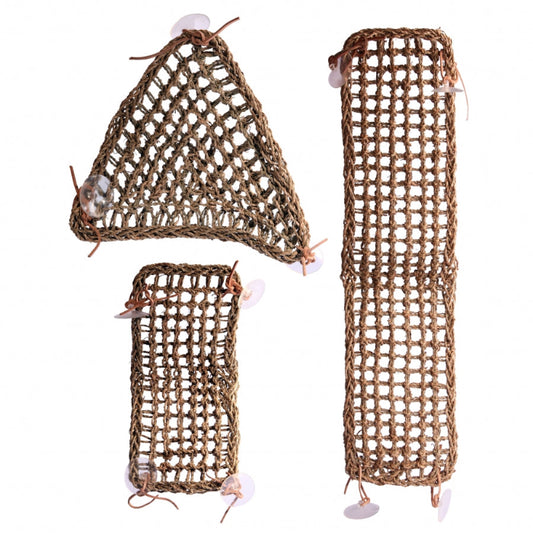 The Reptile One Dyno Hammocks allow you to create the perfect resting place for your reptile.
Constructed from seagrass material, the Dyno Hammocks features suction cups and leather straps that can be attached to glass, plastic or acrylic within your enclosure.