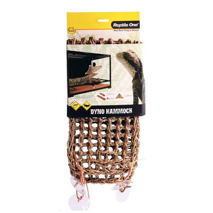 The Reptile One Dyno Hammocks allow you to create the perfect resting place for your reptile.
Constructed from seagrass material, the Dyno Hammocks features suction cups and leather straps that can be attached to glass, plastic or acrylic within your enclosure.