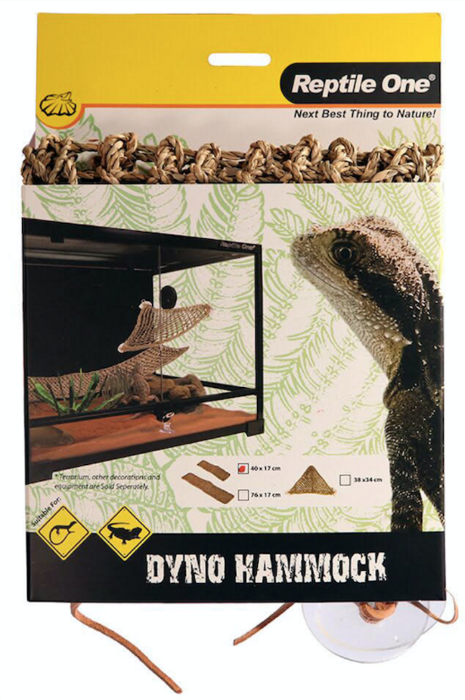 The Reptile One Dyno Hammocks allow you to create the perfect resting place for your reptile.
Constructed from seagrass material, the Dyno Hammocks features suction cups and leather straps that can be attached to glass, plastic or acrylic within your enclosure.